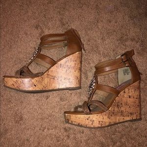 Sequin Design Cork Wedges